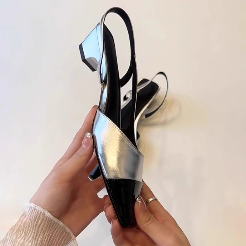 Pump Heel Block - Women's Real Cowhide Sandals 2025 Summer