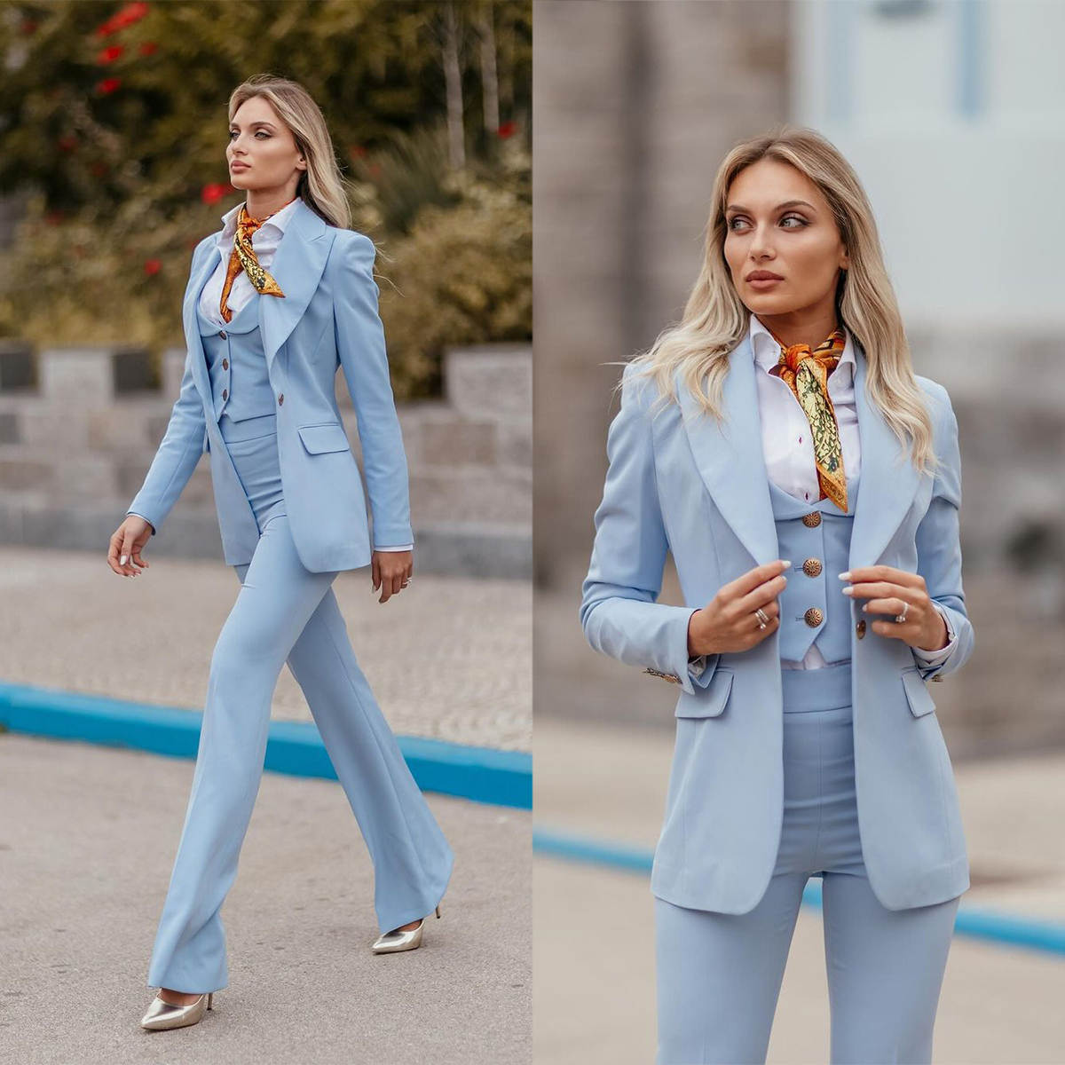 Women Formal Suits Sky Blue Pe – обзор и цена Women Formal Wear With Tie