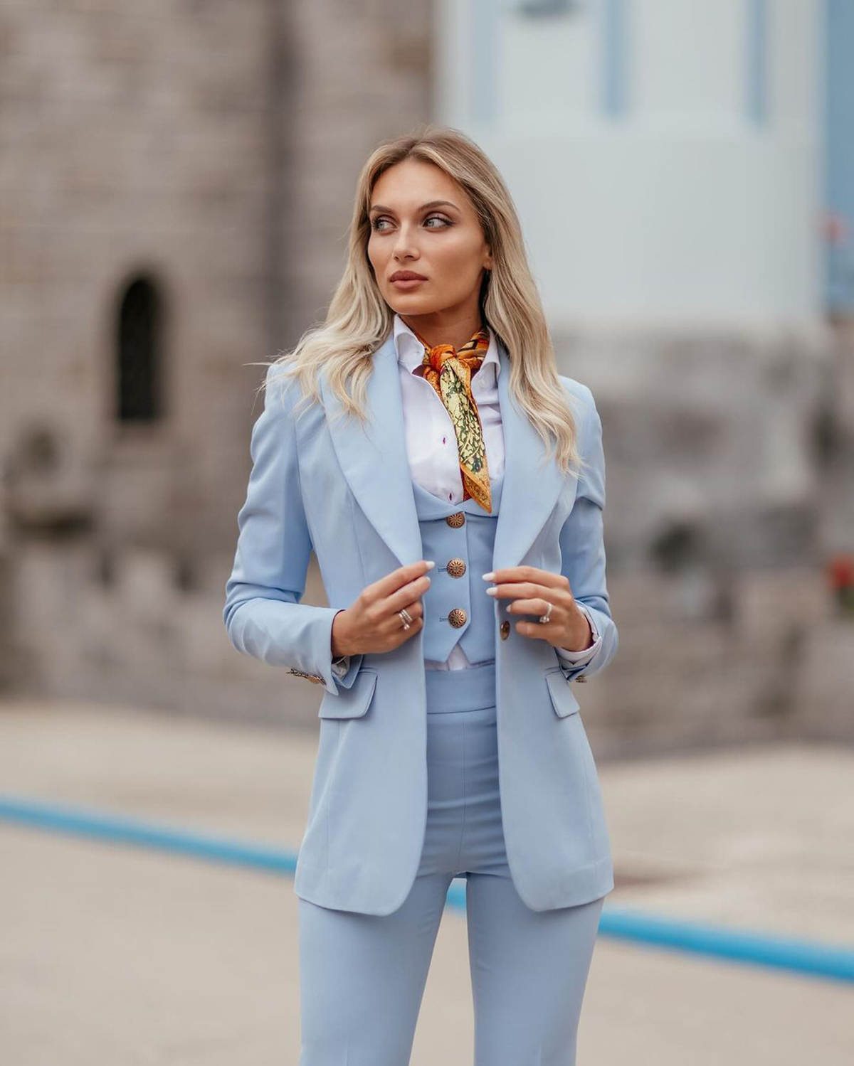 Women Formal Suits Sky Blue Pe – обзор и цена Women Formal Wear With Tie