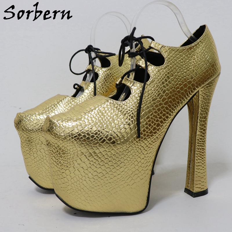 Sorbern Gold Crocodile 20Cm Pu – обзор и цена Pump Heel Block