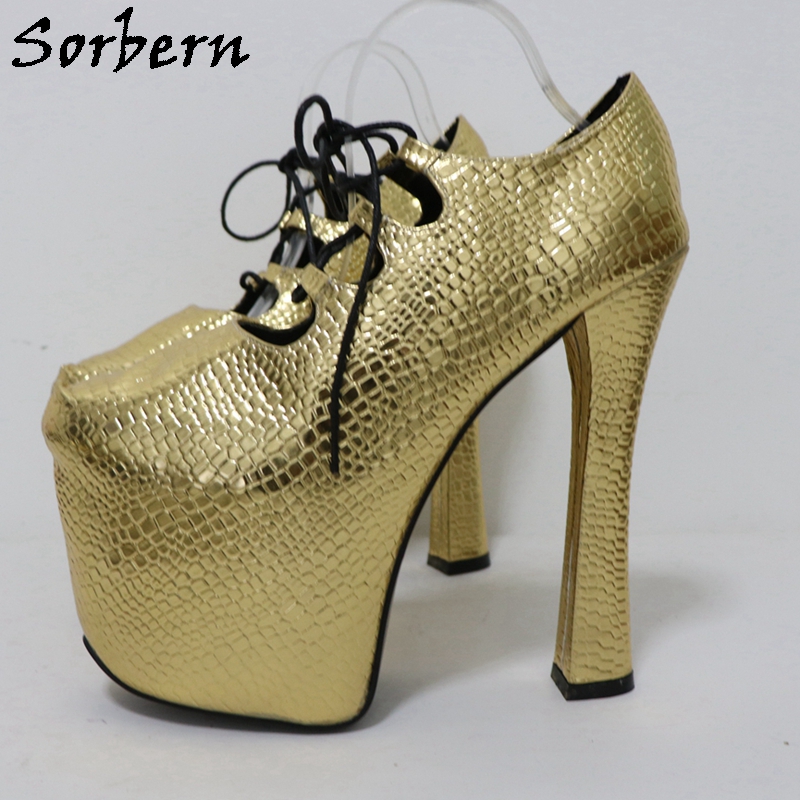 Sorbern Gold Crocodile 20Cm Pu – обзор и цена Pump Heel Block