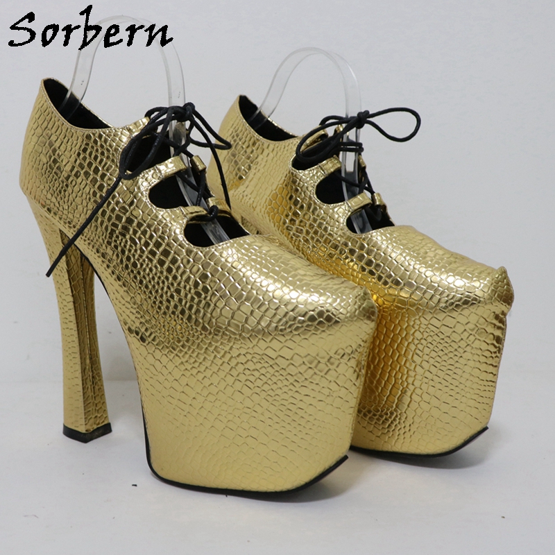 Sorbern Gold Crocodile 20Cm Pu – обзор и цена Pump Heel Block