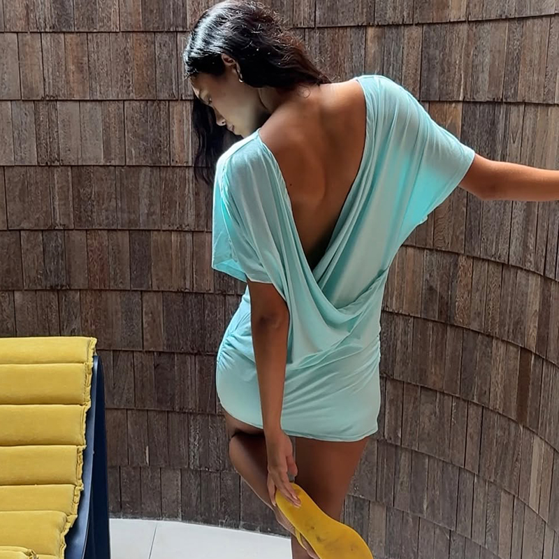 Deep V-neck Ruched Mini Dress  – обзор и цена Wrap Dress Work