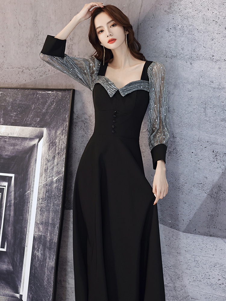 Ele Bla Long Sve Midi Dr for W – обзор и цена Women Formal Wear Korean