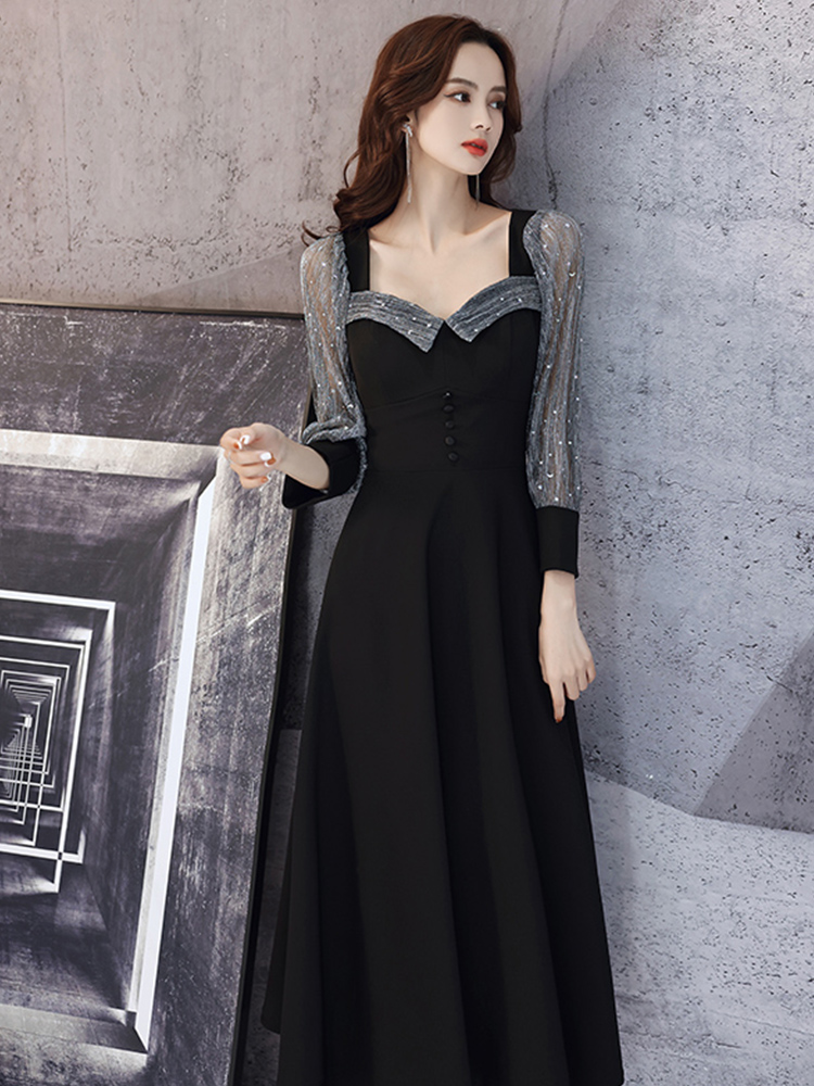 Ele Bla Long Sve Midi Dr for W – обзор и цена Women Formal Wear Korean