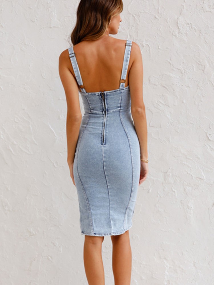 Summer New U Neck Halter Denim – обзор и цена Wrap Dress Work