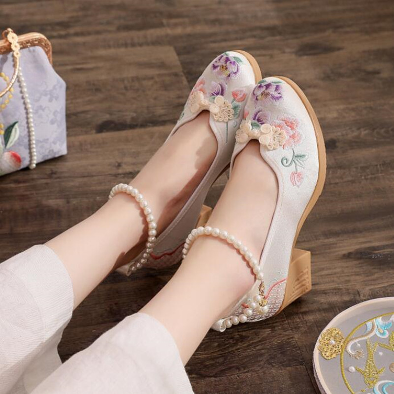 Women Vintage Pearls Ankle Str – обзор и цена Pump Heel Block