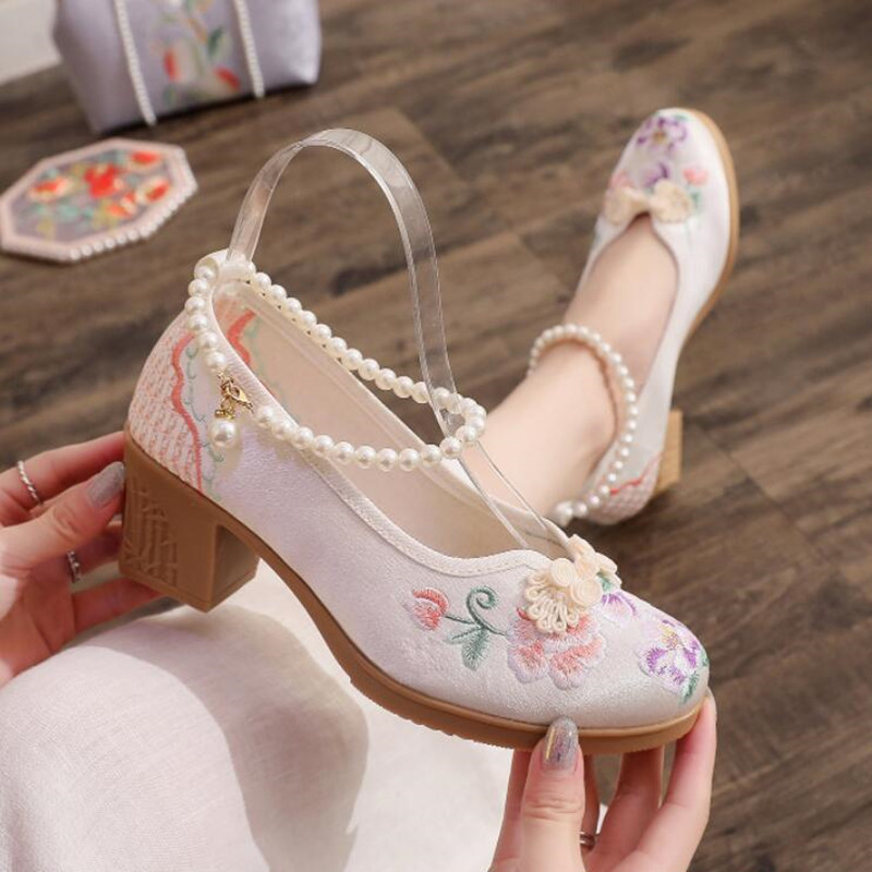 Women Vintage Pearls Ankle Str – обзор и цена Pump Heel Block
