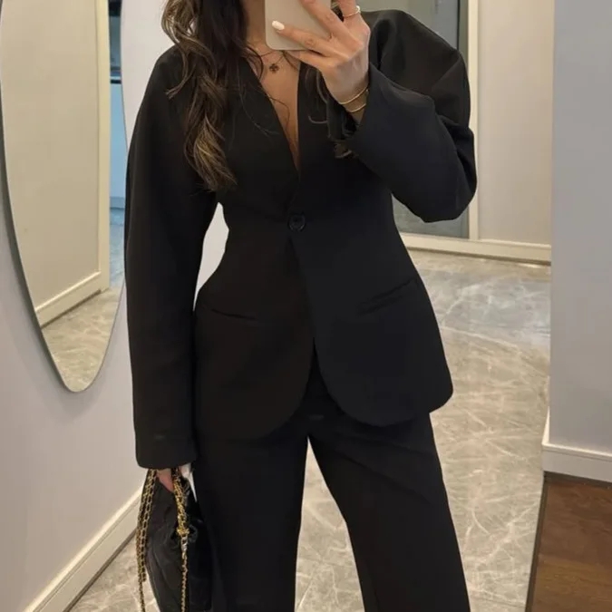 2025 New Women Black V Neck Wa – обзор и цена Women Formal Wear With Tie
