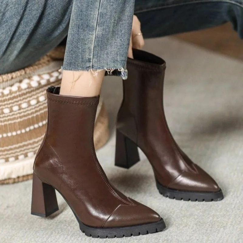 Pointed Toe French Tight Boots – обзор и цена Pump Heel Block