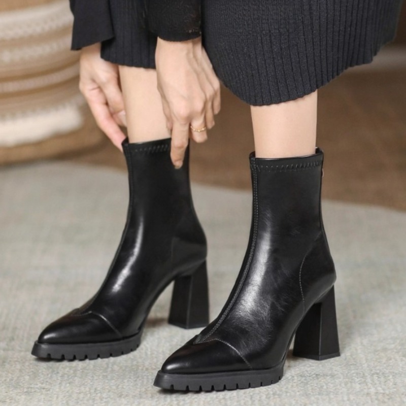 Pointed Toe French Tight Boots – обзор и цена Pump Heel Block