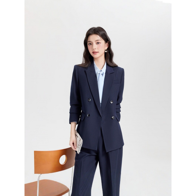 Navy blue double-breasted wome – обзор и цена Women Formal Wear Korean
