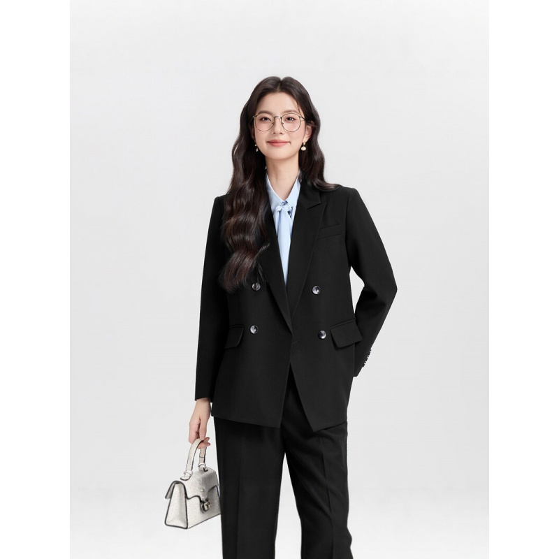 Navy blue double-breasted wome – обзор и цена Women Formal Wear Korean
