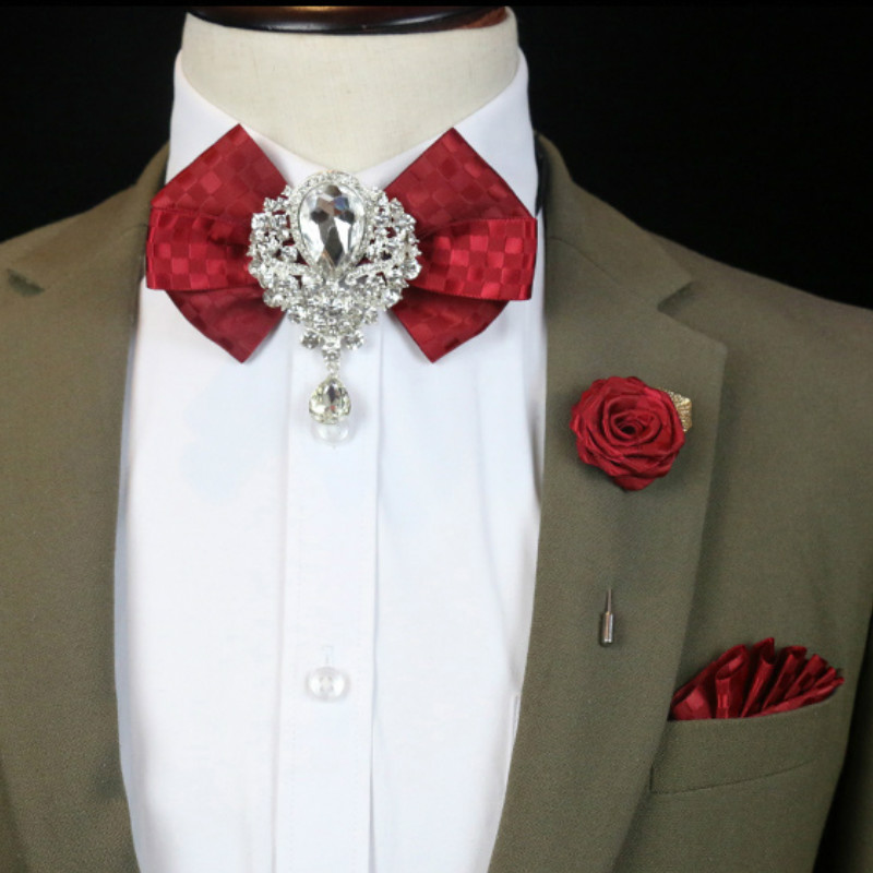 Men's Wedding Rhinestone Bow T – обзор и цена Women Formal Wear Korean