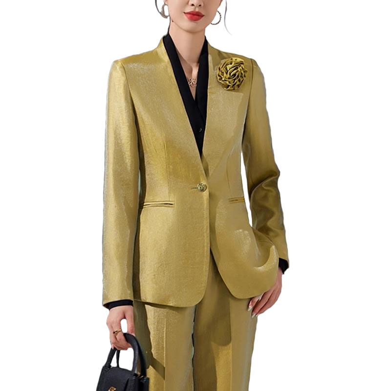 Women Blazer Pants Sets Gold A – обзор и цена Women'S Formal Wear Pantsuits