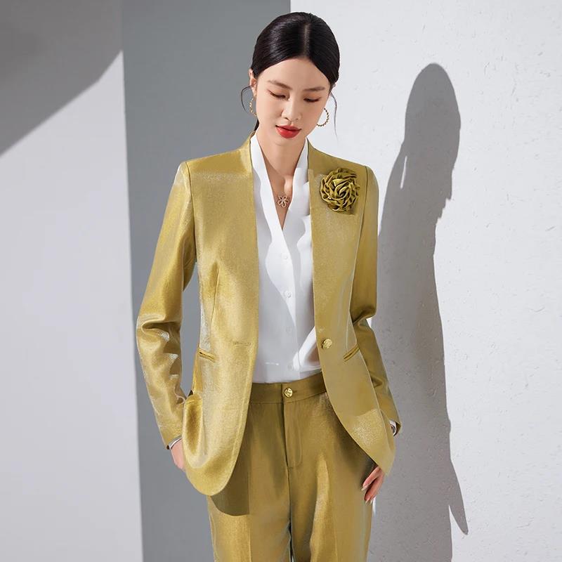 Women Blazer Pants Sets Gold A – обзор и цена Women'S Formal Wear Pantsuits