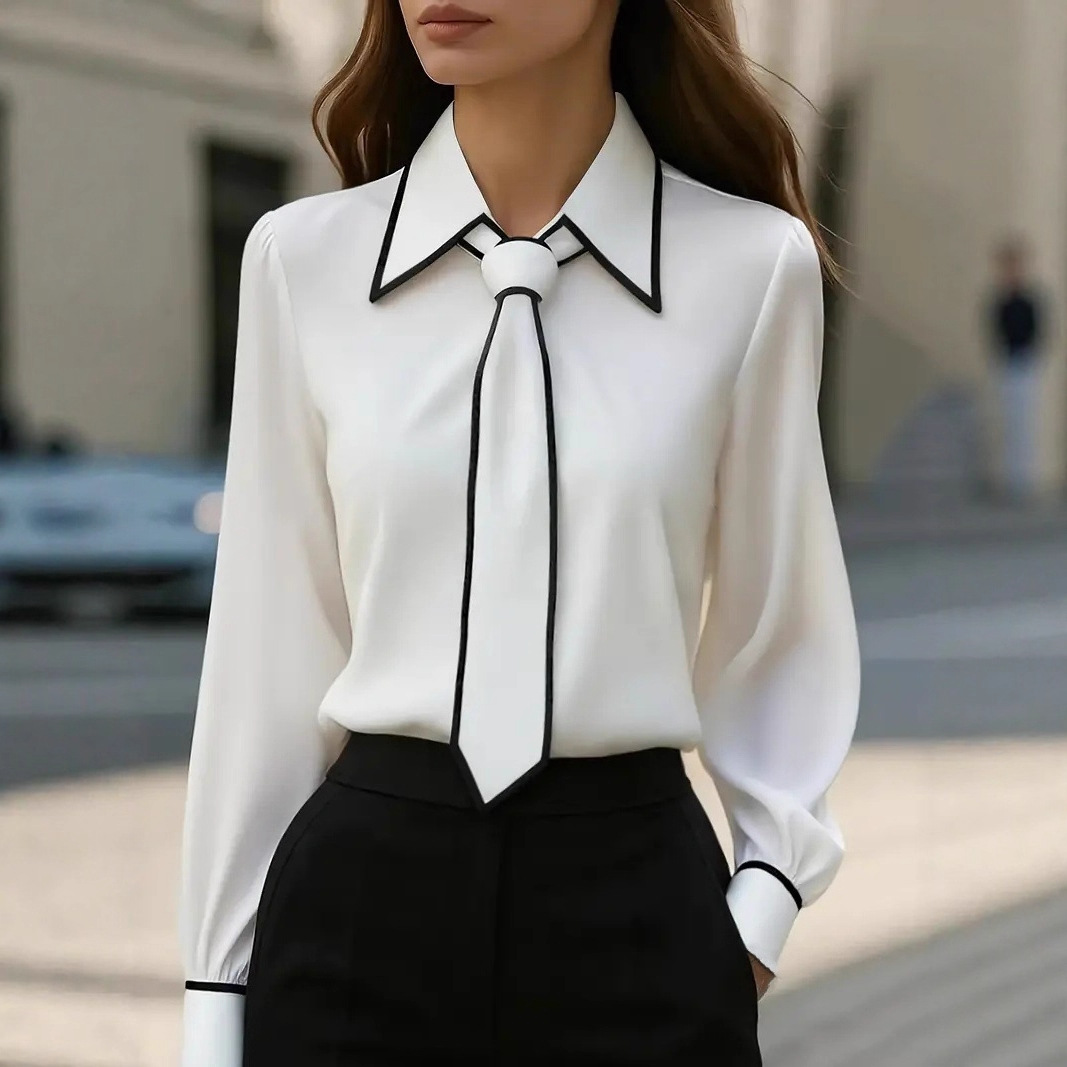 Women's Contrast Trim Tie Neck – обзор и цена Women Formal Wear With Tie