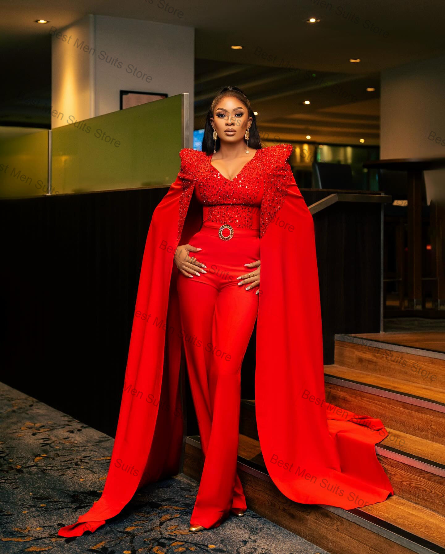 Luxury Red Wrap Women Suit Set – обзор и цена Wrap Dress Work