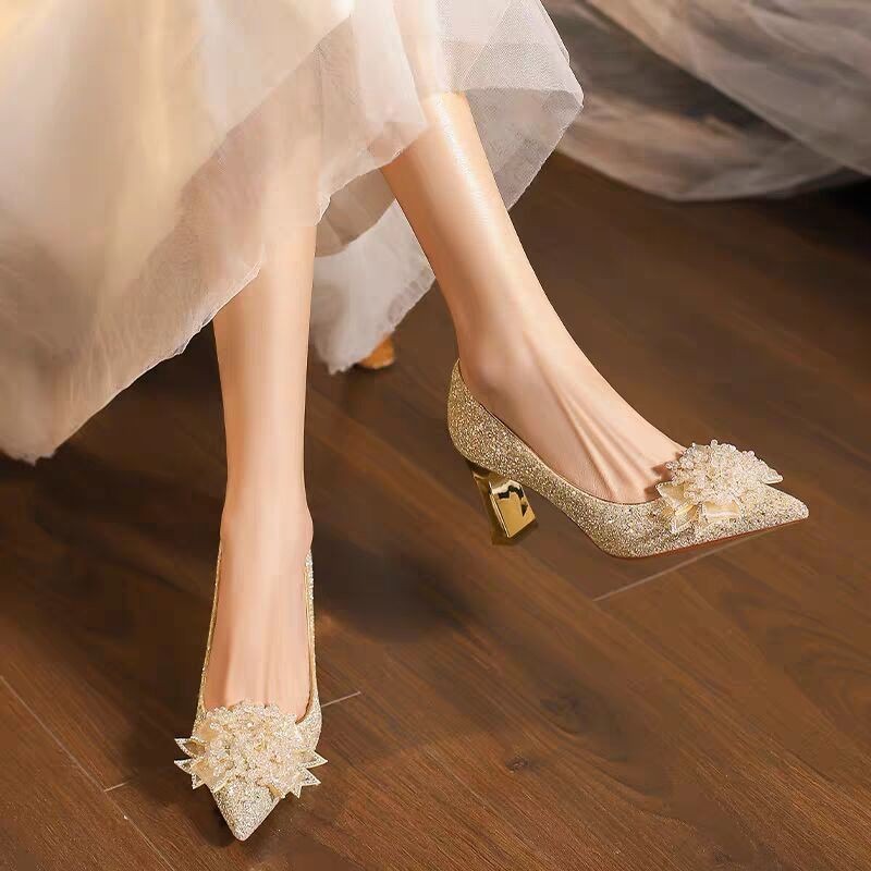 Rhinestone Flower Block Heel S – обзор и цена Pump Heel Block
