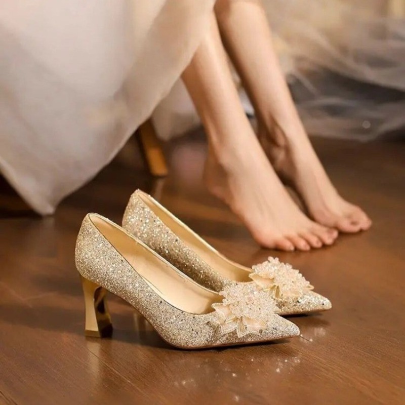 Rhinestone Flower Block Heel S – обзор и цена Pump Heel Block