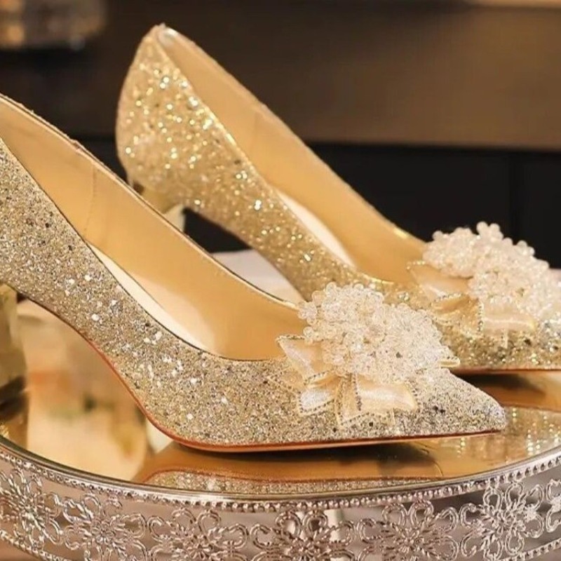 Rhinestone Flower Block Heel S – обзор и цена Pump Heel Block